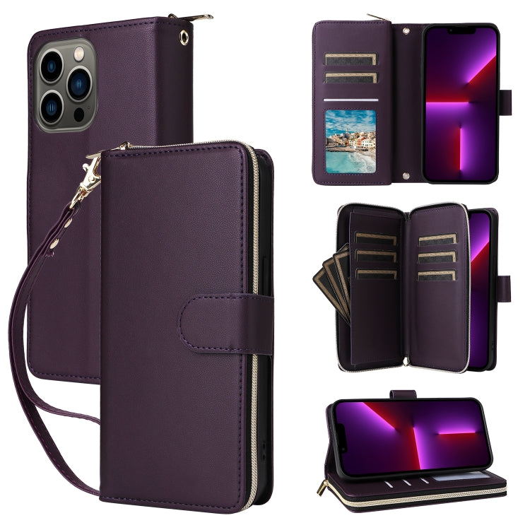 Nine-card Slots Zipper Wallet Bag Leather Phone Case