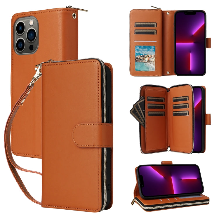 Nine-card Slots Zipper Wallet Bag Leather Phone Case