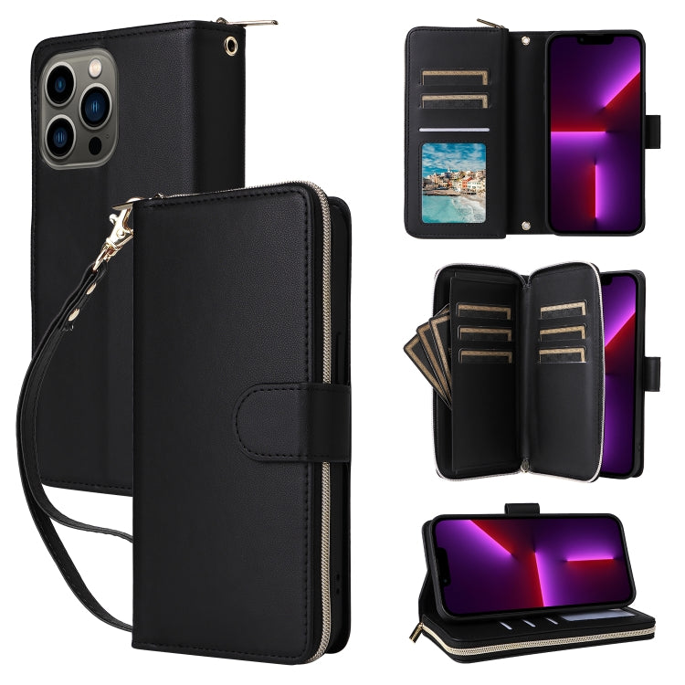 Nine-card Slots Zipper Wallet Bag Leather Phone Case