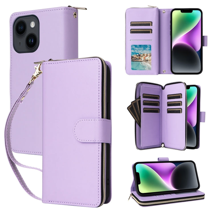 Nine-card Slots Zipper Wallet Bag Leather Phone Case