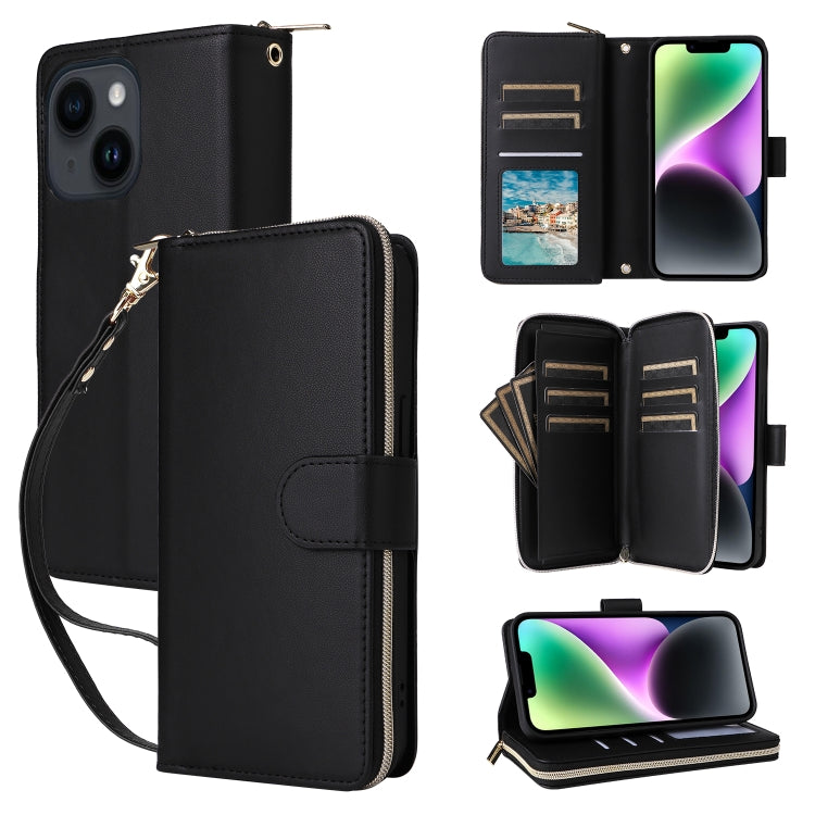 Nine-card Slots Zipper Wallet Bag Leather Phone Case