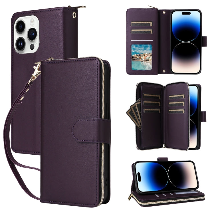 Nine-card Slots Zipper Wallet Bag Leather Phone Case