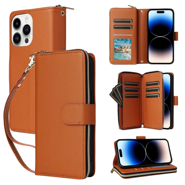 Nine-card Slots Zipper Wallet Bag Leather Phone Case