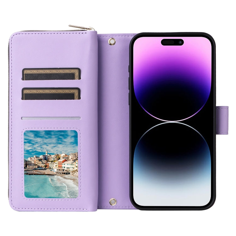 Nine-card Slots Zipper Wallet Bag Leather Phone Case