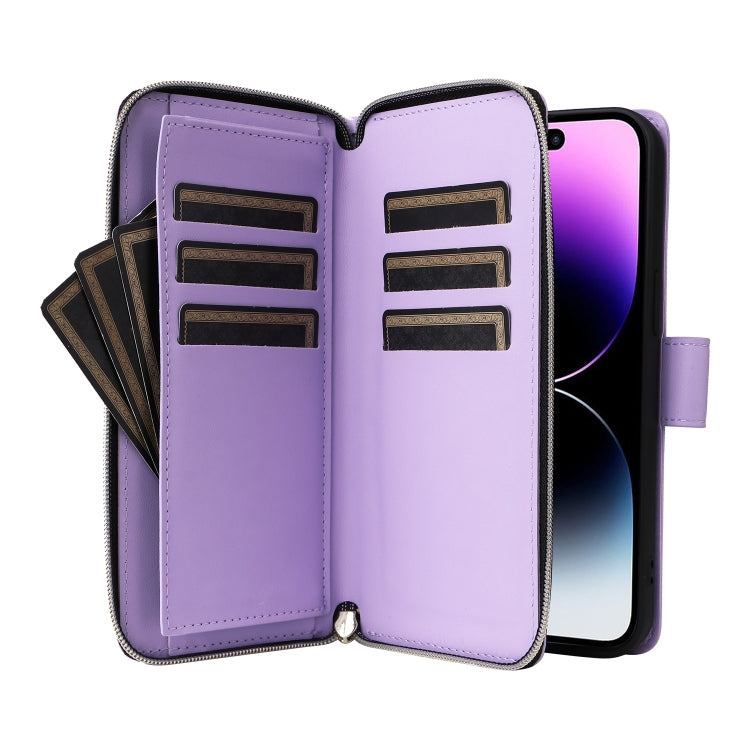 Nine-card Slots Zipper Wallet Bag Leather Phone Case