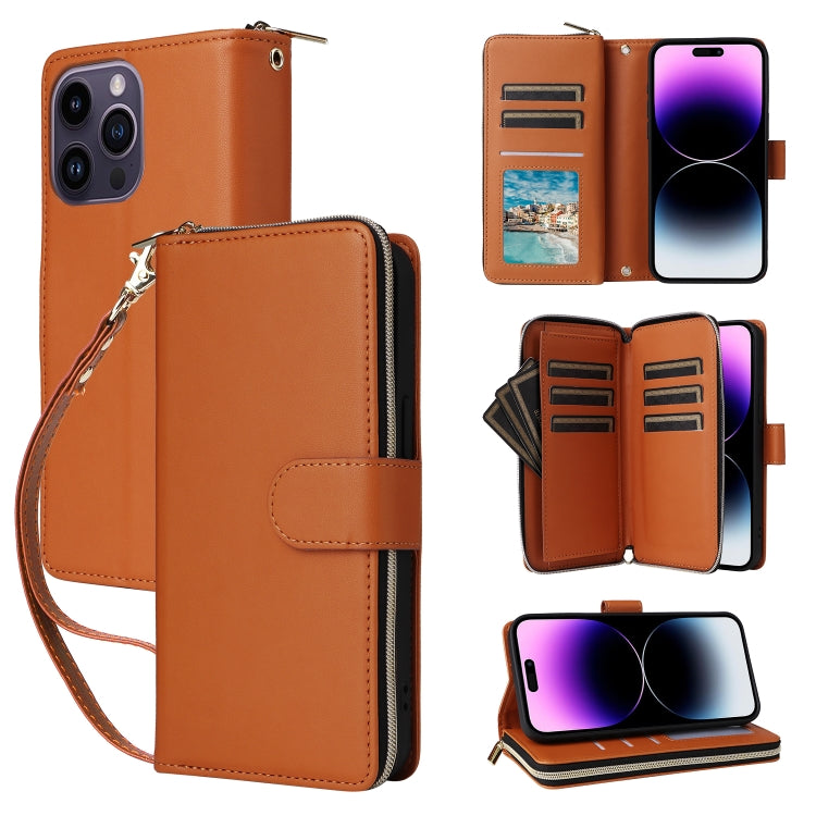 Nine-card Slots Zipper Wallet Bag Leather Phone Case