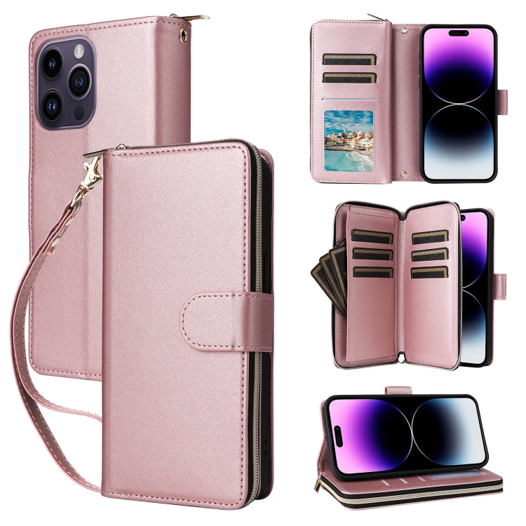 Nine-card Slots Zipper Wallet Bag Leather Phone Case