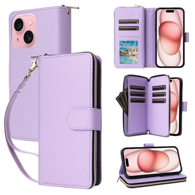 Nine-card Slots Zipper Wallet Bag Leather Phone Case