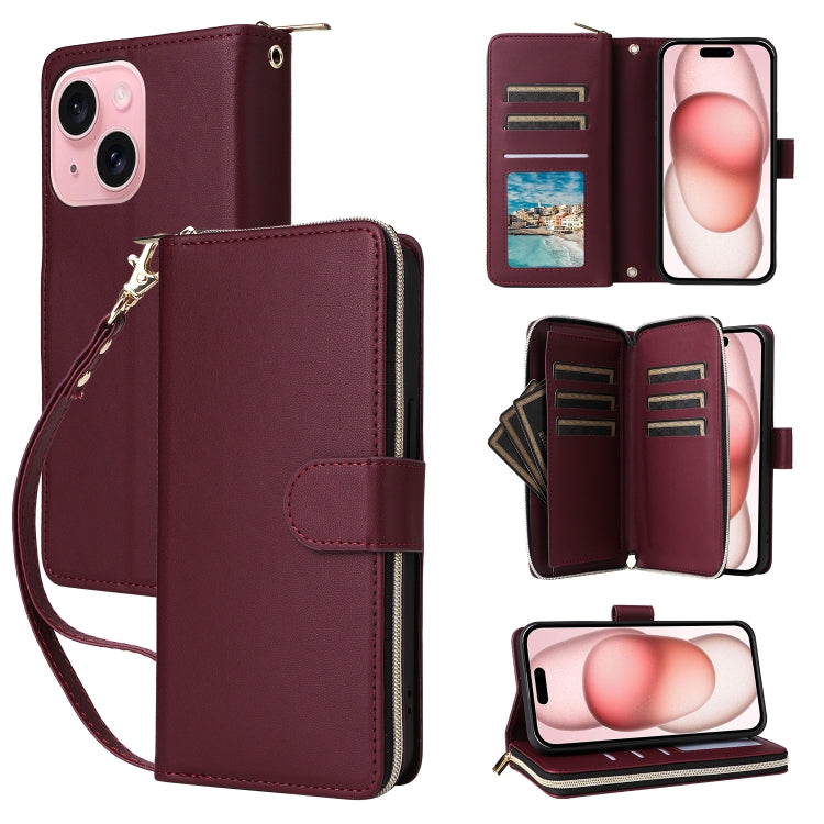 Nine-card Slots Zipper Wallet Bag Leather Phone Case