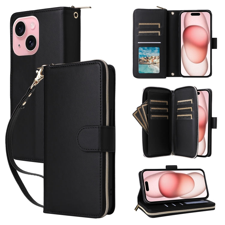 Nine-card Slots Zipper Wallet Bag Leather Phone Case