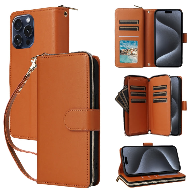 Nine-card Slots Zipper Wallet Bag Leather Phone Case