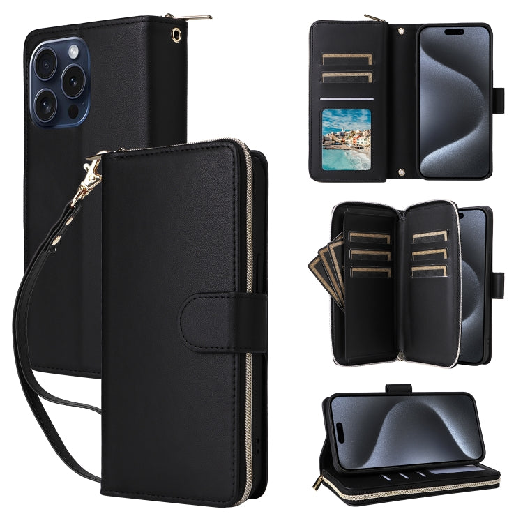 Nine-card Slots Zipper Wallet Bag Leather Phone Case