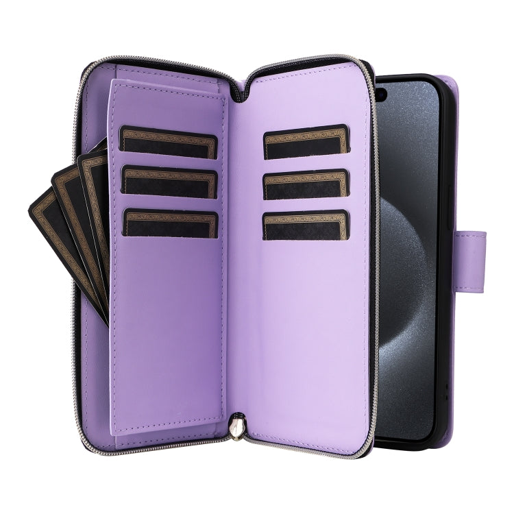 Nine-card Slots Zipper Wallet Bag Leather Phone Case