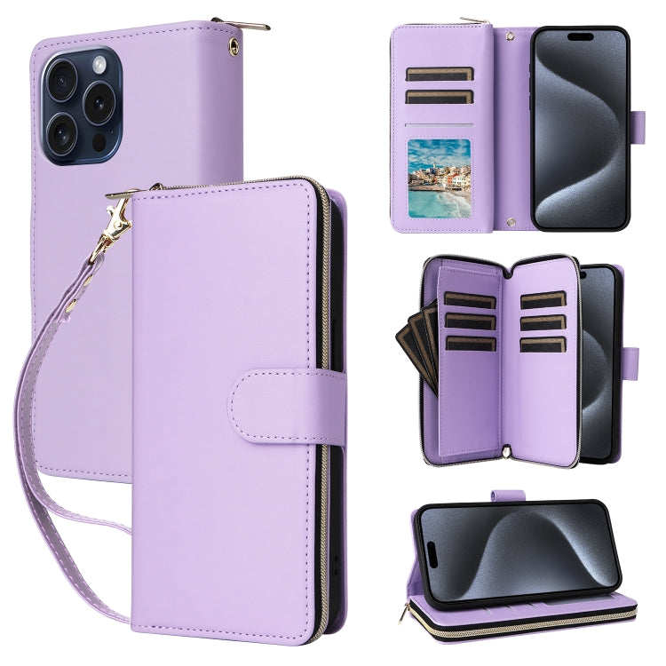 Nine-card Slots Zipper Wallet Bag Leather Phone Case
