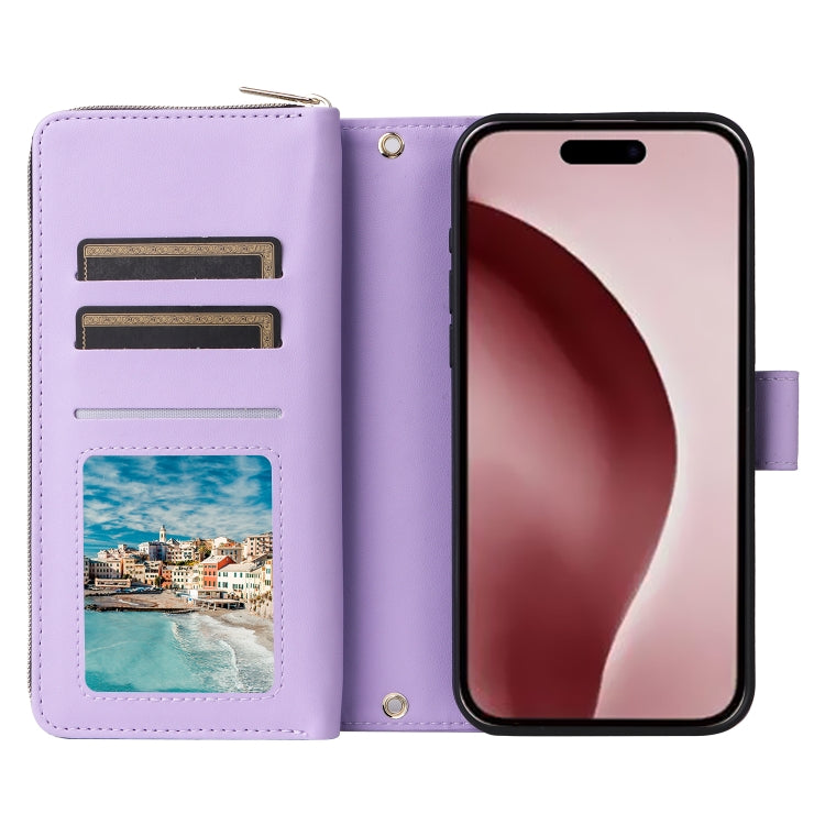 Nine-card Slots Zipper Wallet Bag Leather Phone Case