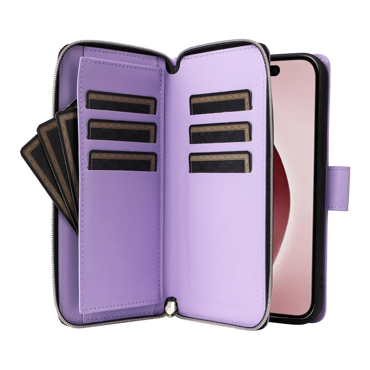 Nine-card Slots Zipper Wallet Bag Leather Phone Case