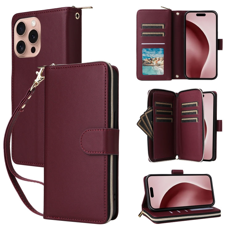Nine-card Slots Zipper Wallet Bag Leather Phone Case