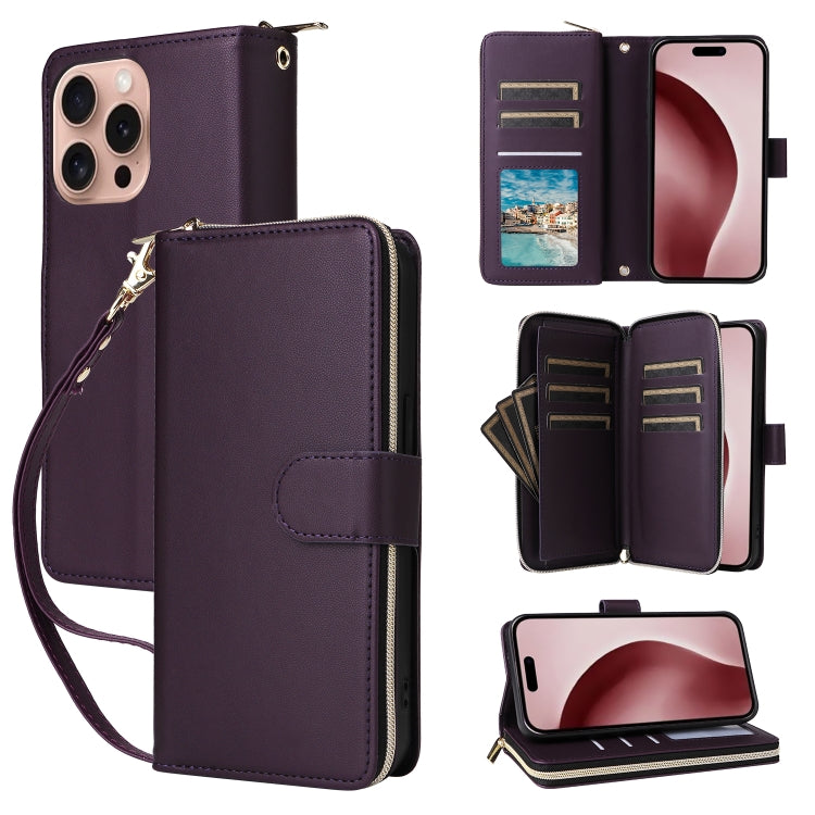 Nine-card Slots Zipper Wallet Bag Leather Phone Case