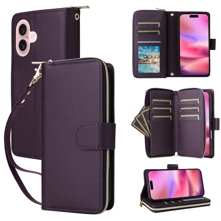 Nine-card Slots Zipper Wallet Bag Leather Phone Case