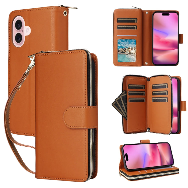 Nine-card Slots Zipper Wallet Bag Leather Phone Case