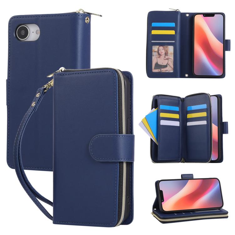 Nine-card Slots Zipper Wallet Bag Leather Phone Case