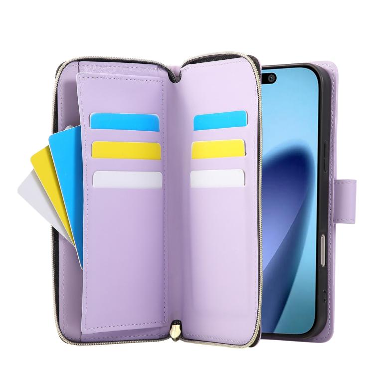 Nine-card Slots Zipper Wallet Bag Leather Phone Case