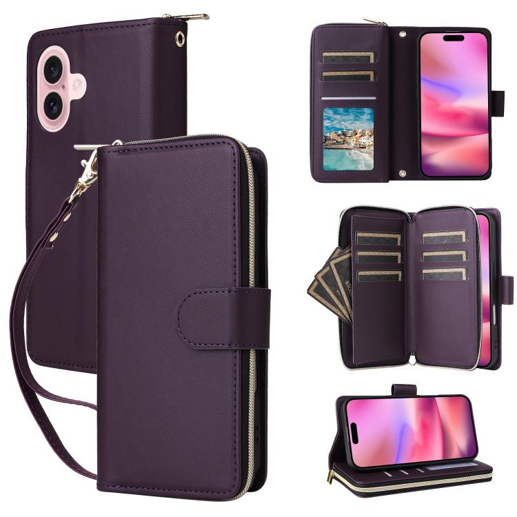 Nine-card Slots Zipper Wallet Bag Leather Phone Case