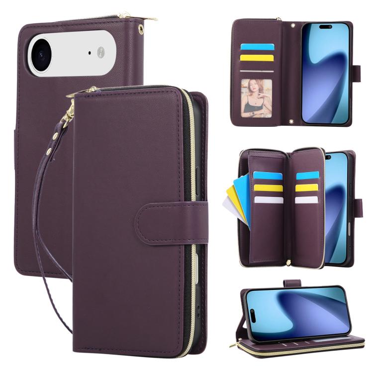 Nine-card Slots Zipper Wallet Bag Leather Phone Case