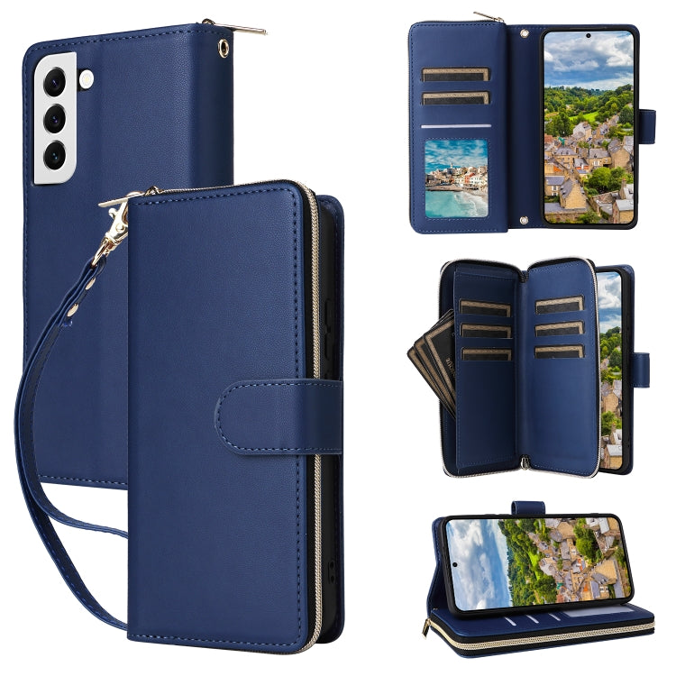 Nine-card Slots Zipper Wallet Bag Leather Phone Case, For Samsung Galaxy S22 5G