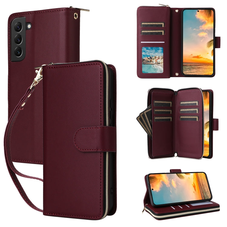 Nine-card Slots Zipper Wallet Bag Leather Phone Case, For Samsung Galaxy S23 5G, For Samsung Galaxy S22 Ultra 5G, For Samsung Galaxy S22+ 5G