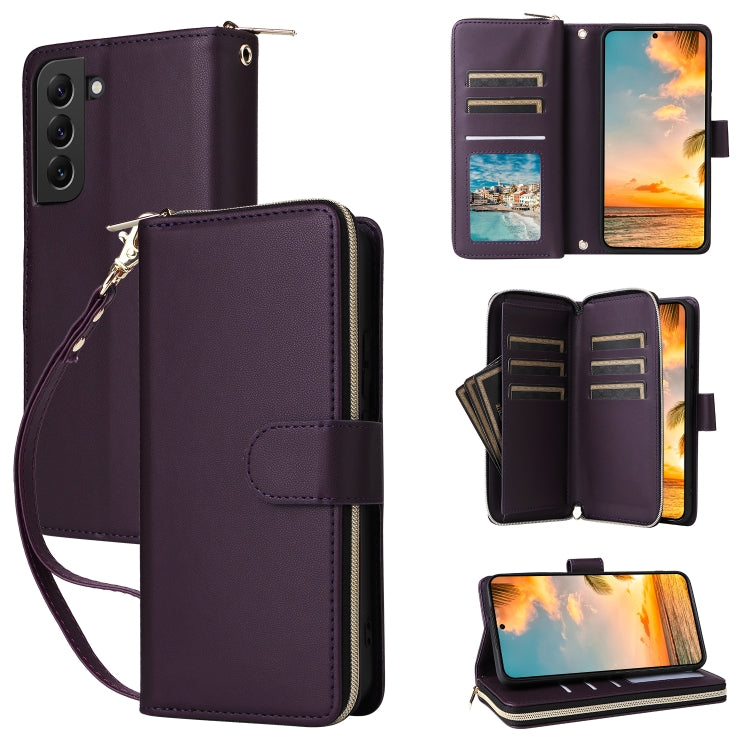 Nine-card Slots Zipper Wallet Bag Leather Phone Case, For Samsung Galaxy S23 5G, For Samsung Galaxy S22 Ultra 5G, For Samsung Galaxy S22+ 5G