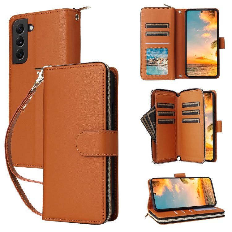 Nine-card Slots Zipper Wallet Bag Leather Phone Case, For Samsung Galaxy S23 5G, For Samsung Galaxy S22 Ultra 5G, For Samsung Galaxy S22+ 5G