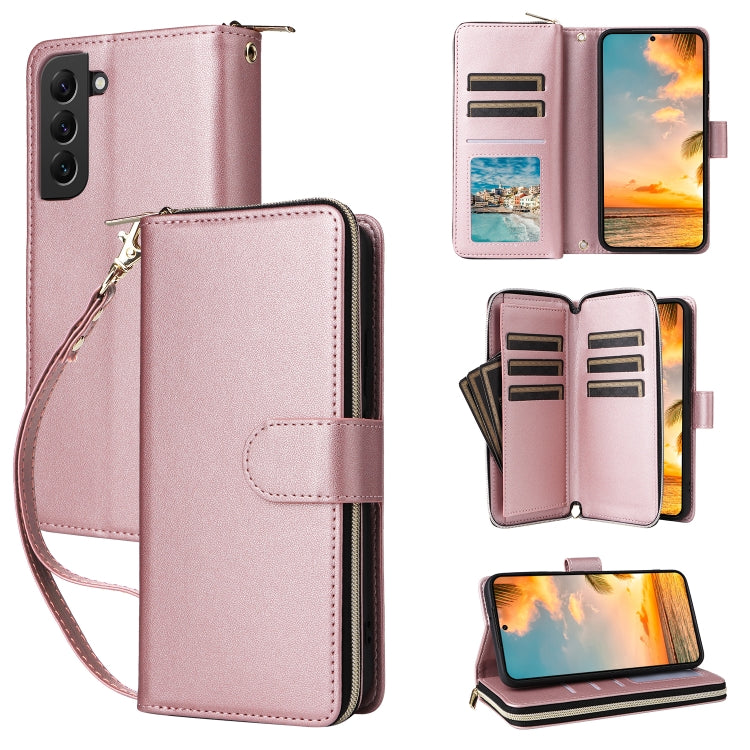 Nine-card Slots Zipper Wallet Bag Leather Phone Case, For Samsung Galaxy S23 5G, For Samsung Galaxy S22 Ultra 5G, For Samsung Galaxy S22+ 5G