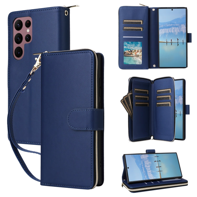 Nine-card Slots Zipper Wallet Bag Leather Phone Case, For Samsung Galaxy S23 5G, For Samsung Galaxy S22 Ultra 5G, For Samsung Galaxy S22+ 5G