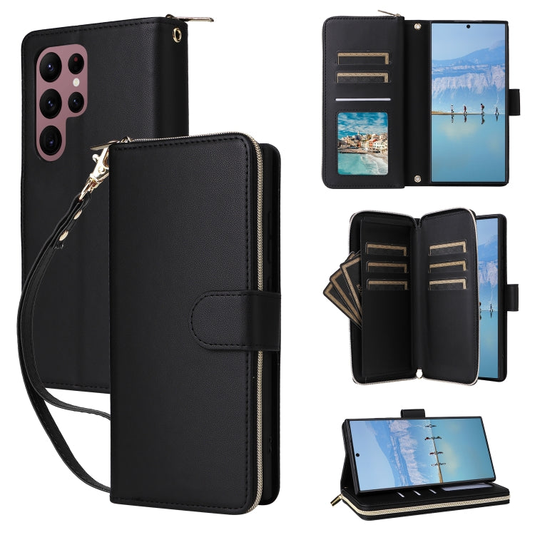 Nine-card Slots Zipper Wallet Bag Leather Phone Case, For Samsung Galaxy S23 5G, For Samsung Galaxy S22 Ultra 5G, For Samsung Galaxy S22+ 5G