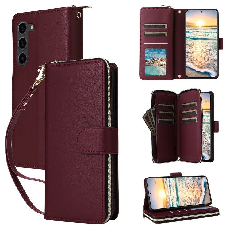 Nine-card Slots Zipper Wallet Bag Leather Phone Case, For Samsung Galaxy S23 5G, For Samsung Galaxy S22 Ultra 5G, For Samsung Galaxy S22+ 5G