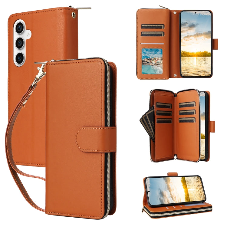 Nine-card Slots Zipper Wallet Bag Leather Phone Case, For Samsung Galaxy S23 FE 5G, For Samsung Galaxy S23 Ultra 5G, For Samsung Galaxy S23+ 5G