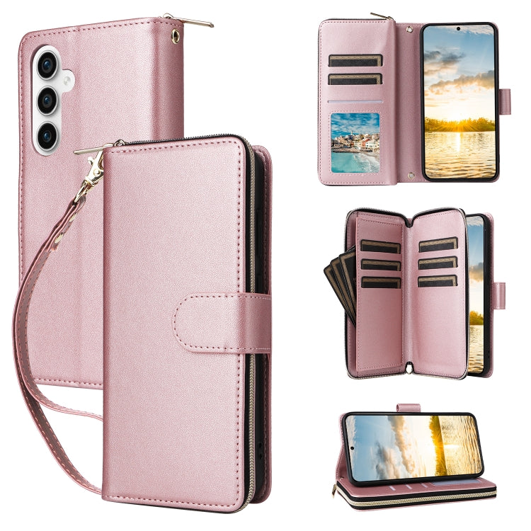 Nine-card Slots Zipper Wallet Bag Leather Phone Case, For Samsung Galaxy S23 FE 5G, For Samsung Galaxy S23 Ultra 5G, For Samsung Galaxy S23+ 5G