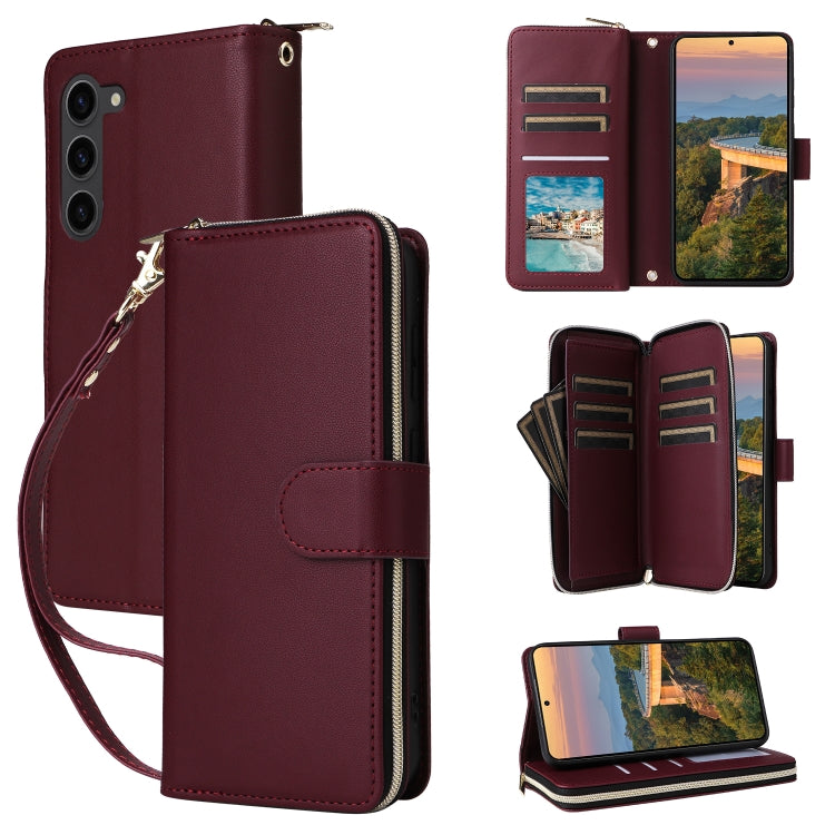 Nine-card Slots Zipper Wallet Bag Leather Phone Case, For Samsung Galaxy S23 FE 5G, For Samsung Galaxy S23 Ultra 5G, For Samsung Galaxy S23+ 5G
