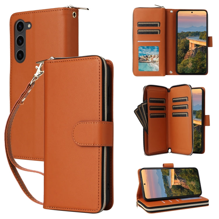 Nine-card Slots Zipper Wallet Bag Leather Phone Case, For Samsung Galaxy S23 FE 5G, For Samsung Galaxy S23 Ultra 5G, For Samsung Galaxy S23+ 5G