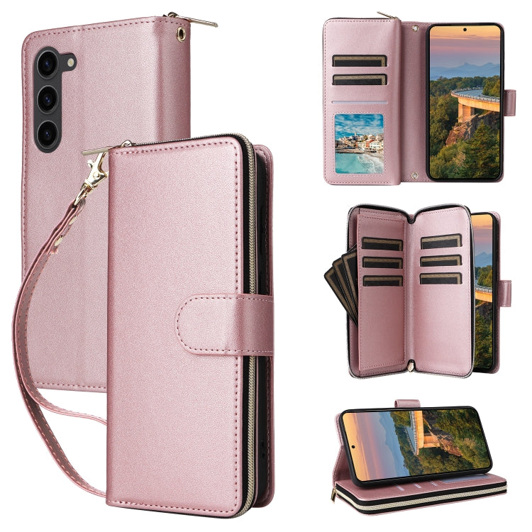 Nine-card Slots Zipper Wallet Bag Leather Phone Case, For Samsung Galaxy S23 FE 5G, For Samsung Galaxy S23 Ultra 5G, For Samsung Galaxy S23+ 5G