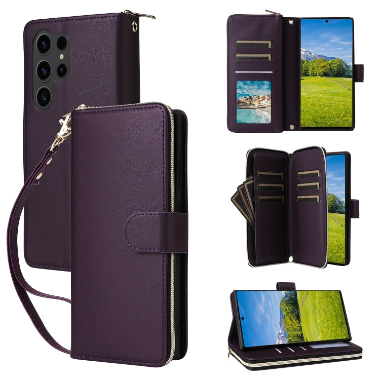 Nine-card Slots Zipper Wallet Bag Leather Phone Case, For Samsung Galaxy S23 FE 5G, For Samsung Galaxy S23 Ultra 5G, For Samsung Galaxy S23+ 5G