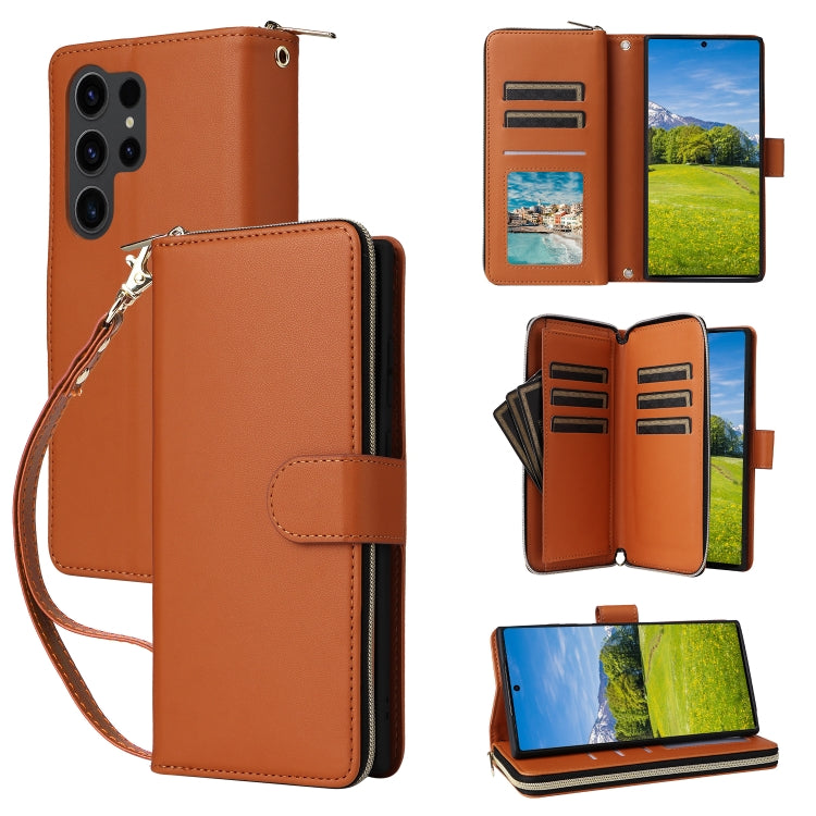 Nine-card Slots Zipper Wallet Bag Leather Phone Case, For Samsung Galaxy S23 FE 5G, For Samsung Galaxy S23 Ultra 5G, For Samsung Galaxy S23+ 5G