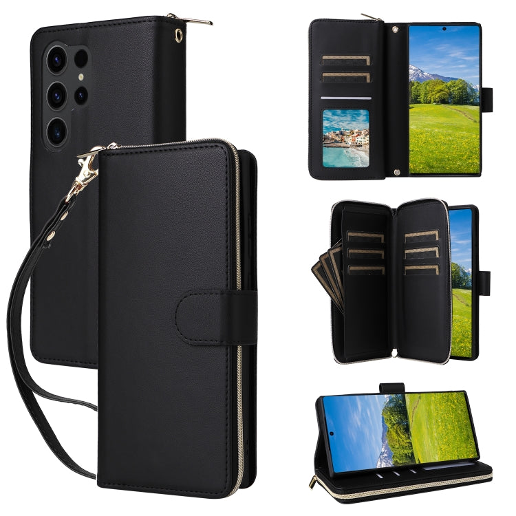 Nine-card Slots Zipper Wallet Bag Leather Phone Case, For Samsung Galaxy S23 FE 5G, For Samsung Galaxy S23 Ultra 5G, For Samsung Galaxy S23+ 5G