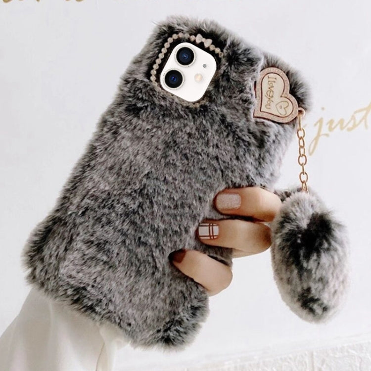 Gold Diamond Flower Decorated Plush Silicone Phone Case with Pendant, For iPhone 12, For iPhone 12 Pro Max, For iPhone 12 Pro, For iPhone 12 mini