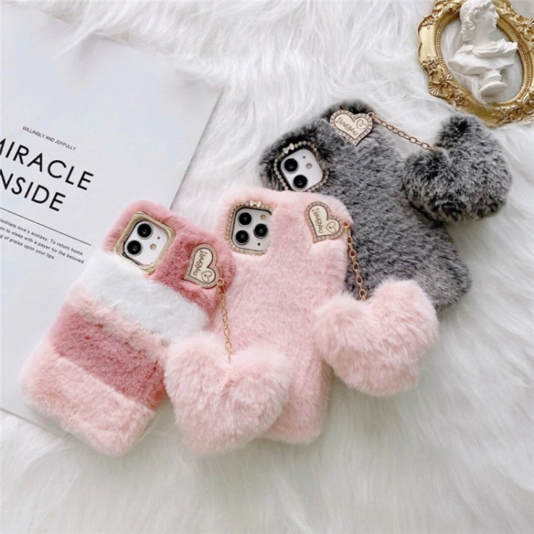 Gold Diamond Flower Decorated Plush Silicone Phone Case with Pendant, For iPhone 12, For iPhone 12 Pro Max, For iPhone 12 Pro, For iPhone 12 mini