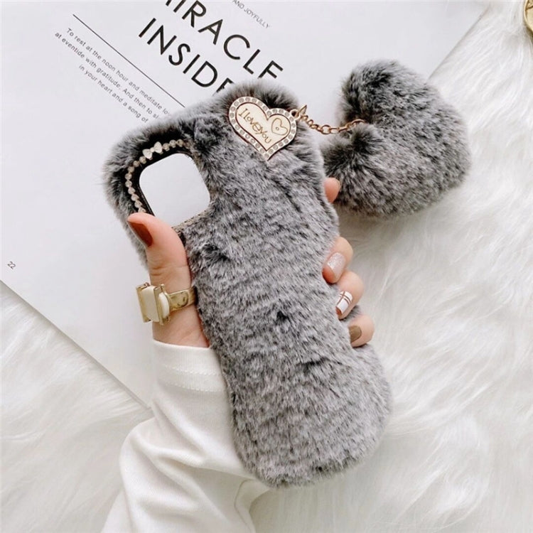 Gold Diamond Flower Decorated Plush Silicone Phone Case with Pendant, For iPhone 12, For iPhone 12 Pro Max, For iPhone 12 Pro, For iPhone 12 mini