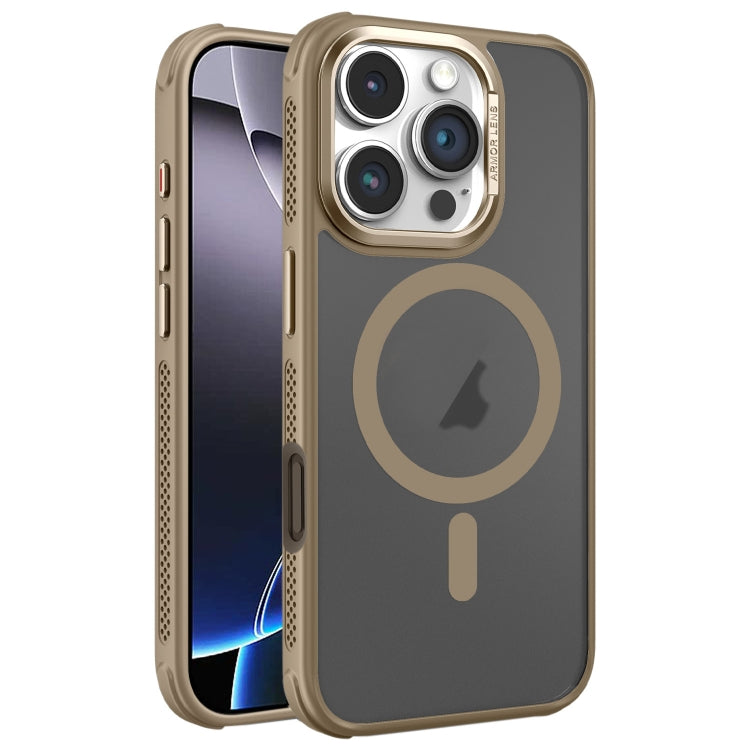 Hardware Side Cooling Skin Feel Frosted Metal Lens Frame MagSafe Phone Case, For iPhone 16 Pro Max, For iPhone 16 Pro, For iPhone 16 Plus