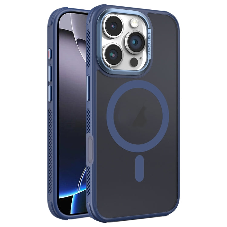 Hardware Side Cooling Skin Feel Frosted Metal Lens Frame MagSafe Phone Case, For iPhone 16 Pro Max, For iPhone 16 Pro, For iPhone 16 Plus