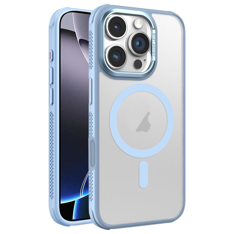 Hardware Side Cooling Skin Feel Frosted Metal Lens Frame MagSafe Phone Case, For iPhone 16 Pro Max, For iPhone 16 Pro, For iPhone 16 Plus